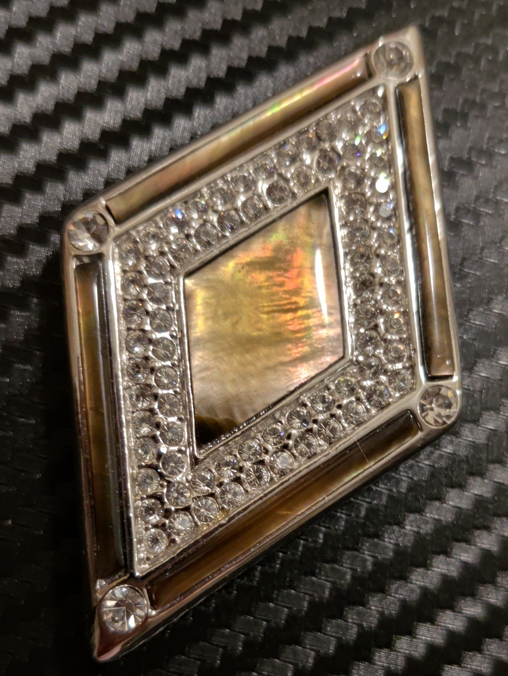 Butler DiamondShapeVintage Iridescent Centre Sparkling Crystals Brooch/ Pendant
